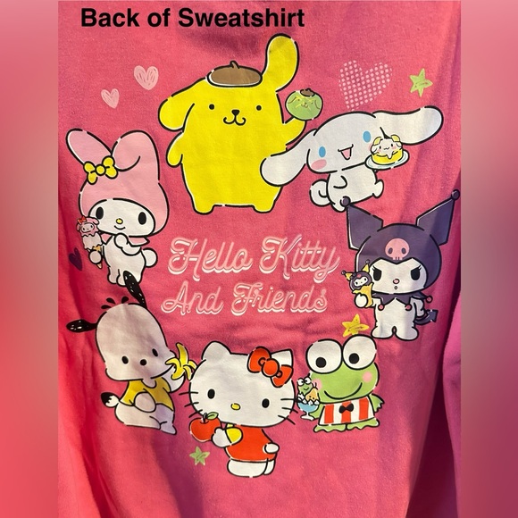 Sanrio Hello Kitty & Friends Pink Crew Sweatshirt - Juniors Sz Medium NWT Kuromi - Picture 5 of 8